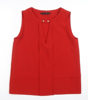 Basic-Bluse Damen UK Größe S Zara Basic Rot
