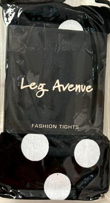 Leg Avenue Nylon Black White Polka Dots Tights Womens One Size New 7202 NIP