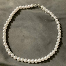 Cute Faux Pearl Single Strand Neckless 16 Inch with Lobster Clasp