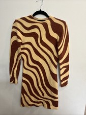 Zara sweater wool blend dress Sz Md NWT Neutral Y2K Artsy Abstract Boho