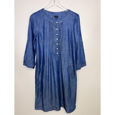 talbots denim shirt dress Sleeveless Denim Midi Shirt Dress