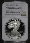 1987-S (PF70 Ultra Cameo) Proof American Silver Eagle $1 ASE NGC