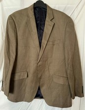 AUSTIN REED SIGNATURE SILK & LINEN  2 PIECE OLIVE SUIT JACKET 42s WAISTE 34s L30