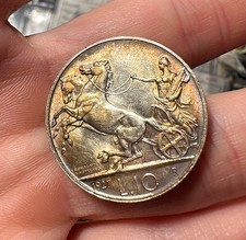 Regno d'Italia 10 Lire Biga 1927 patina iridescente