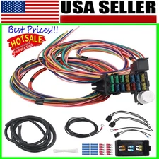 12V Street Hot Rat Muscle Rod Wiring 14 Circuit Universal Wire Harness 14 Fuse