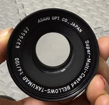 Asahi Pentax Super-Multi-Coated Takumar 100mm f/4 Bellows Lens M42 Japan