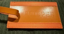 New Orange Leather Luggage Tag Leeman Ilani Cowhide, Buckle Strap PROSPER