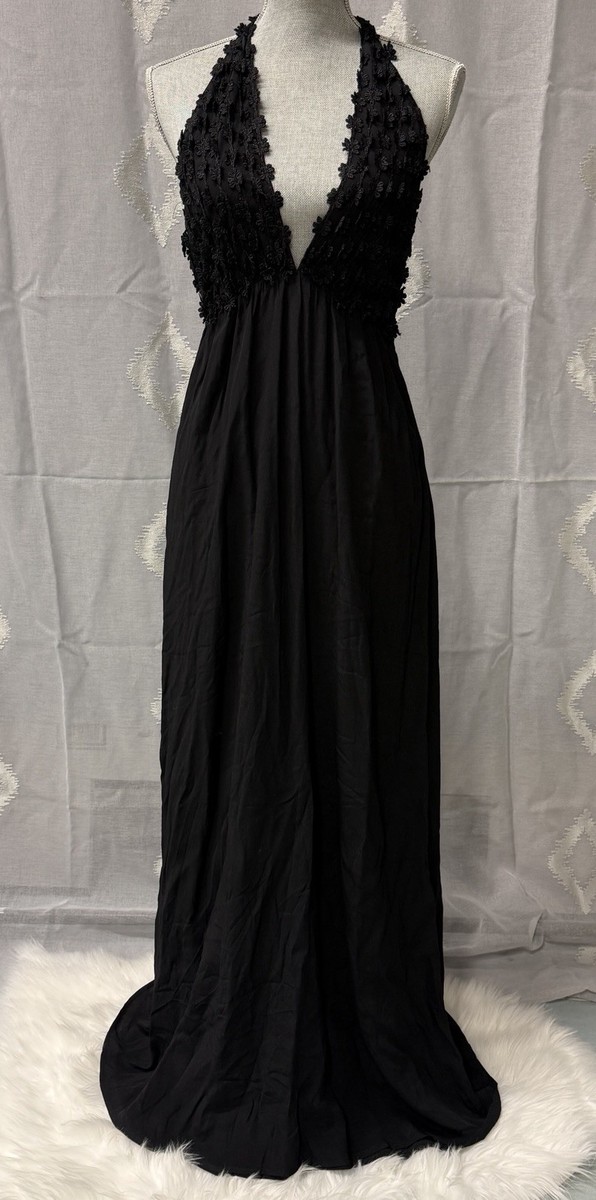 bcbg navy halter dress BCBG Max Azria Viviane Blue Beaded Collar Halter Evening Dress Formal –  Queen City Resale
