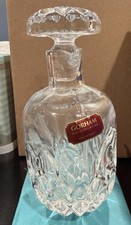 Gorham Lead Crystal Whiskey Decanter Floral Diamond Cut WGermany 11 inch Clear
