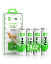EBL 2800mAh Rechargeable Battery AA 8 Pack High Capacity 1.2V NIMH AA 2.28 per battery