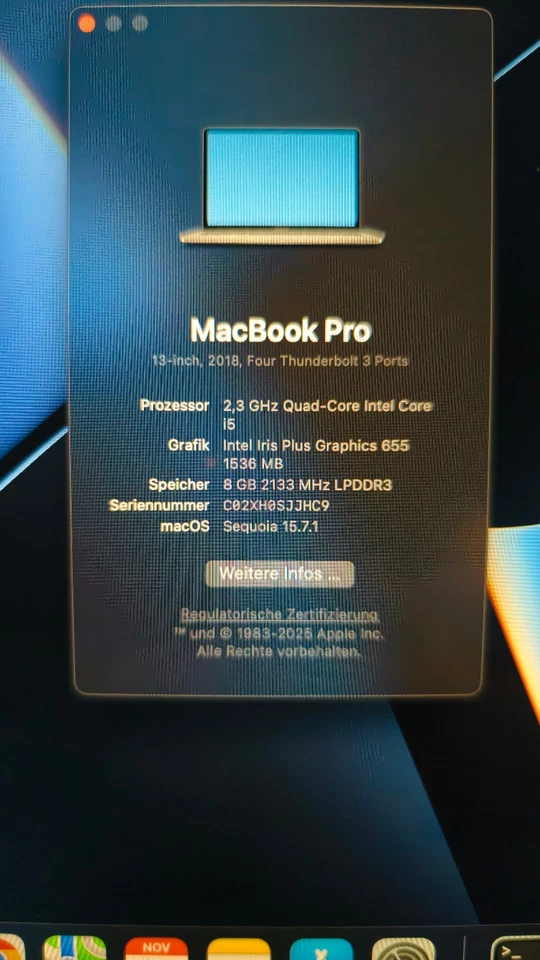 Apple MacBook Pro 13 Zoll 512GB SSD, Intel Core i5 , 2,30GHz, 8GB, Touchbar - Bild 2 von 4