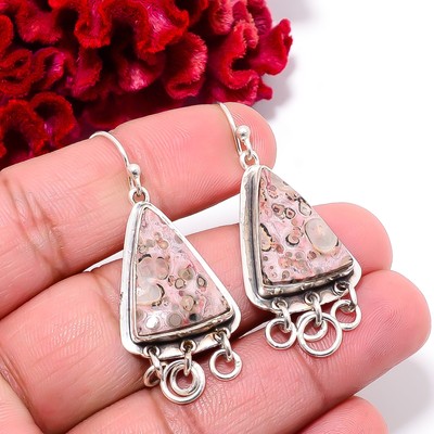 Asteroid Jasper - Madagascar Handmade 925 Sterling Silver Earring 1.87'' E100223