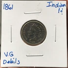 1861 1C Copper-Nickel Indian Head Cent VG Details