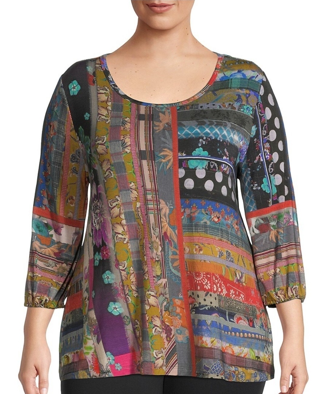 Johnny Was Sonnet Patchwork Puff Lightweight 3/4 … - image 1