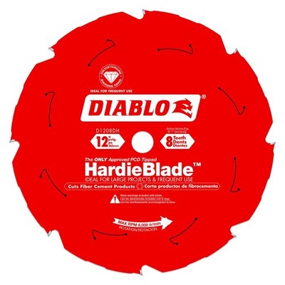 Diablo HardieBlade Saw Blade 12'' dia × 8 TCG (PCD) teeth - Fiber Cement, Red