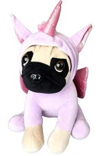 Fun Express Pug Dog Puppy Purple Unicorn Stuffed Plush in Costume Plush 13" EUC