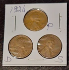 1926 P, D, S, Lincoln Wheat Cent, Penny, Fine Condition