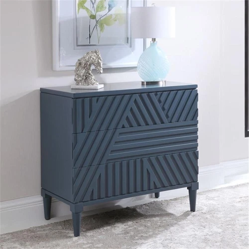 Uttermost Colby Modern MDF Wood Drawer Chest in Deep Sea Blue - Picture 3 of 11