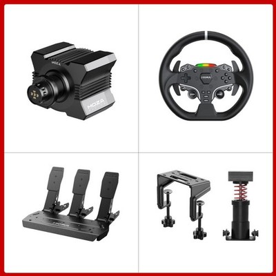 MOZA R5 5.5Nm Wheel Base + 11'' ES Steering Wheel + 3-Pedal SRP Lite + Clamp