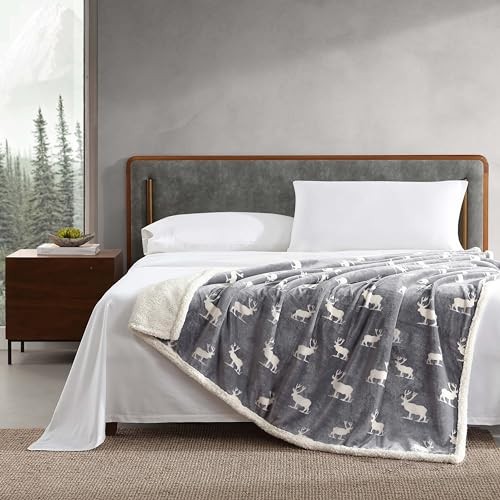 Eddie Bauer Ultra-Plush Throw Blanket - Reversible Sherpa & Fleece, 60" X 50", Vail Plaid