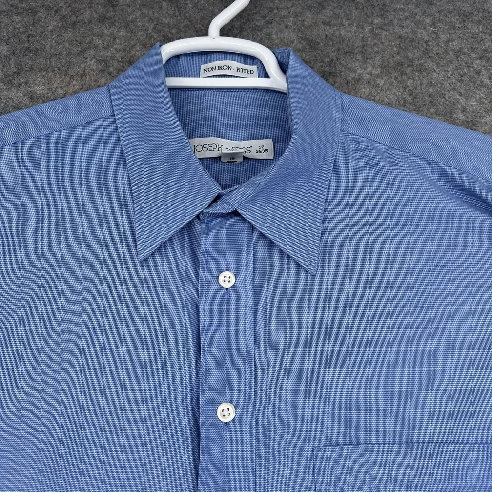 Camisa Joseph & Feiss Para Hombre 17 34/35 Azul Sin Hierro Ajustado Vestido Manga Larga Bolsillo Foto 2 de 4