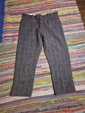 True Vintage Woolrich Hunting Pants Men's 36x28 Malone Gray Plaid Wool Field