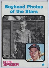 1973 Topps #345 Chris Speier boyhood Photos in EX Condition Giants