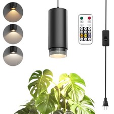 Zoomable Remote Pendant Grow Lights with Auto On/Off 1 Light with Timer Black