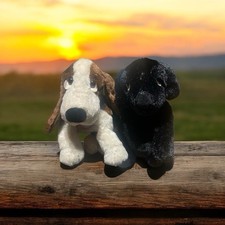 Golden Bear Co 9” Plush Sad Puppy Dogs Set Basset Hound Black Lab Stuffed Toy