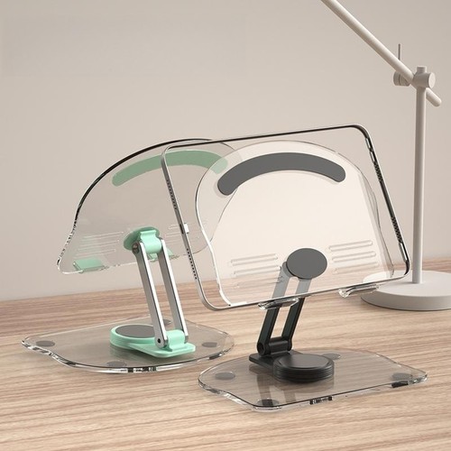 Acrylic Tablet Stand Desktop Foldable Holder 360° Rotation Base Clear Bracket H - Afbeelding 3 van 14