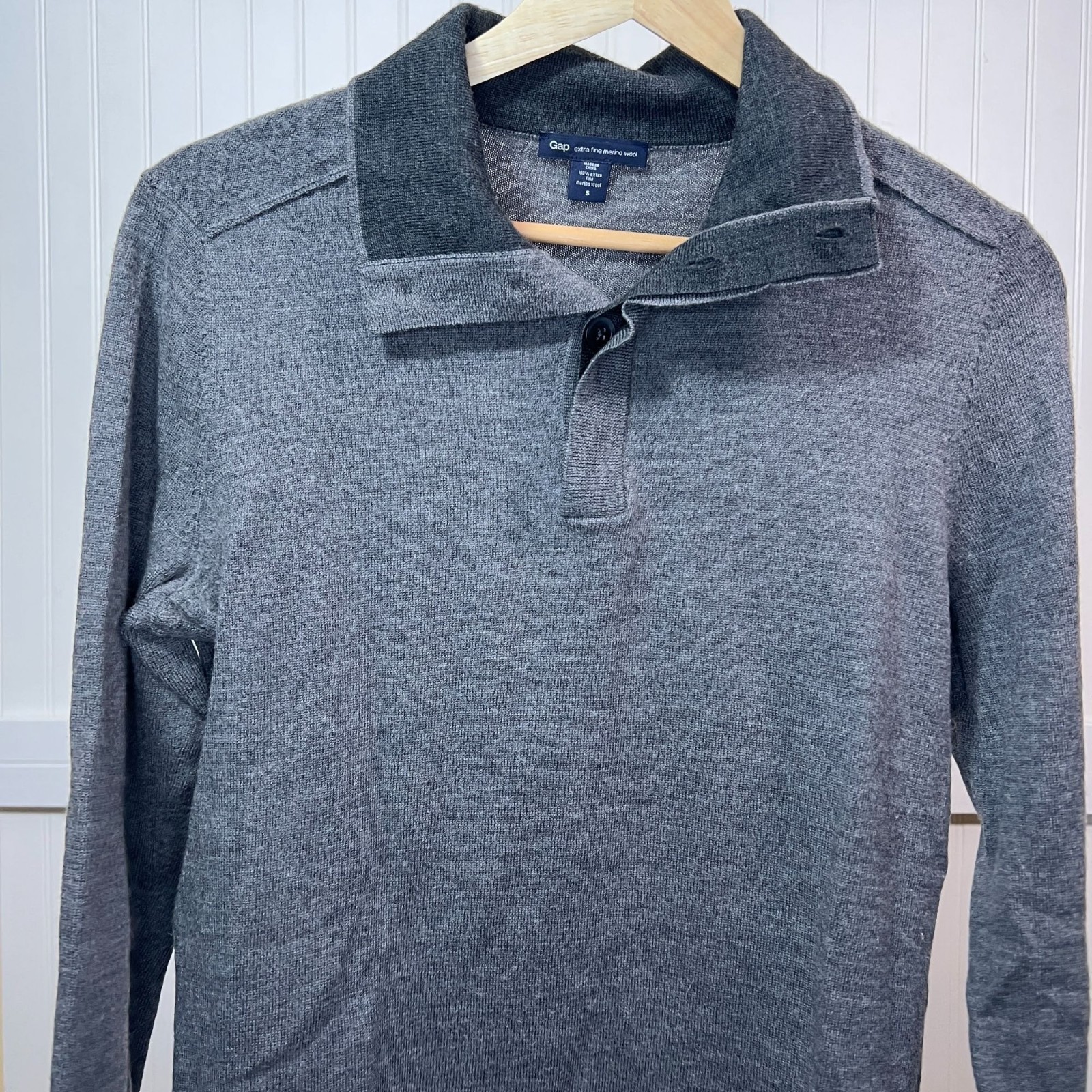 Gap Gray Polo 1/4 Zip Collared Pullover Sweater L… - image 1
