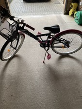 BTWIN 24" Wheel Girls Kids Bike Light Alloy Frame 6 Speed Black/Pink Age 8 +