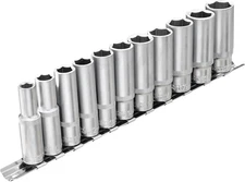 DAKCOS 11 Piece 3/8-Inch Drive Metric Deep Socket Set 8-19MM Lenth 63mm