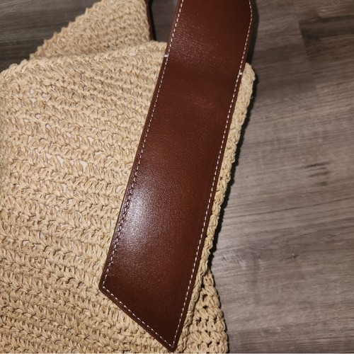 Neu mit Etikett Banana Republic Gap lässige Vida Strohtasche italienisches Leder natur & cogniac - Bild 6 von 9