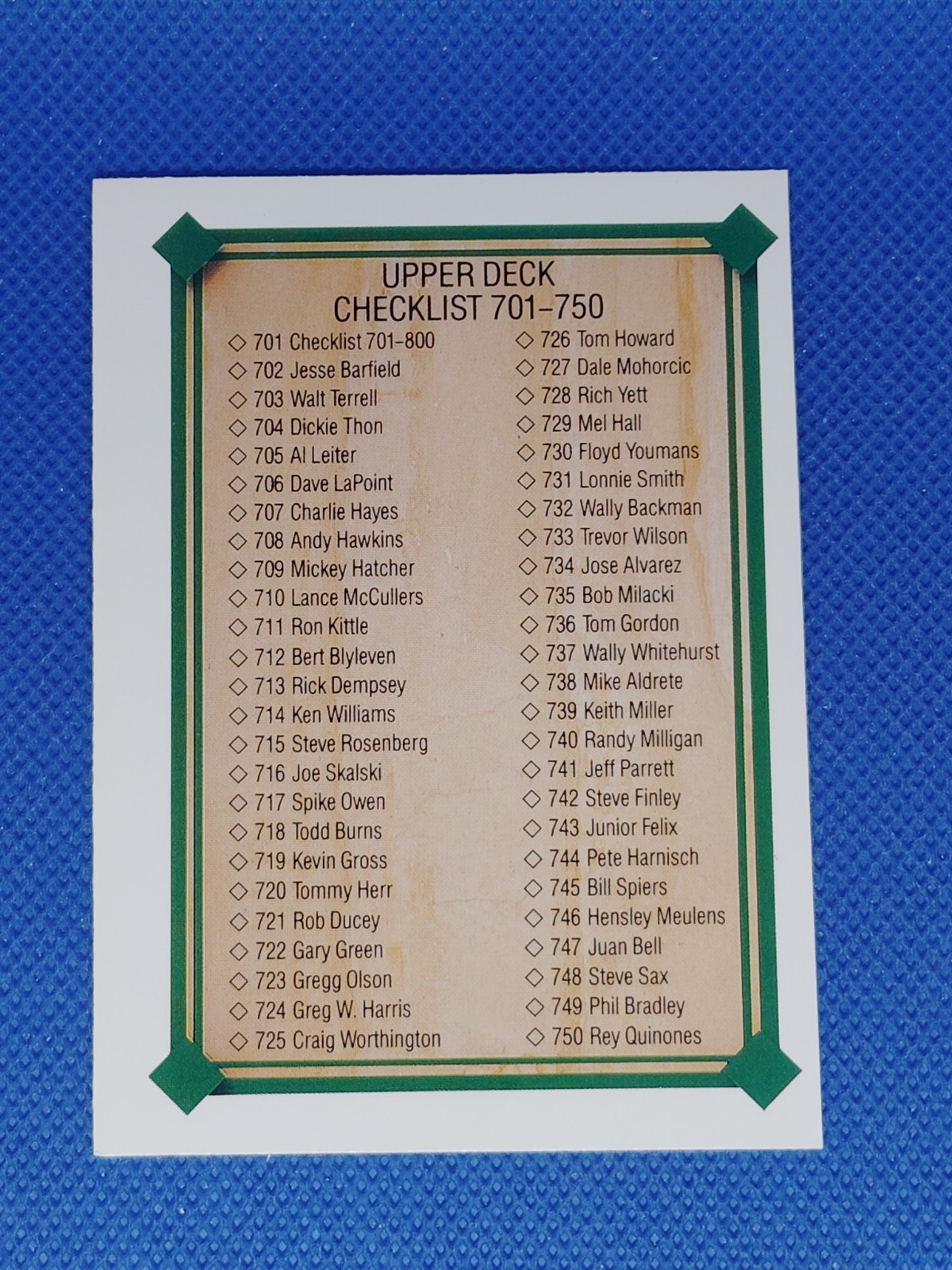 1989 Upper Deck - Checklist #701