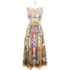 DOLCE&GABBANA Sleeveless Dress Mallorca Sicily Leopard Women Size 36 Multicolor