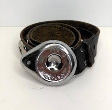 Vintage Leather Concho Belt with chrome S&S Super Shovelhead Cover as buckle, 34