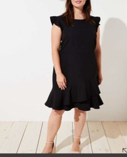 LOFT Wraparound Flounce Flare Dress Black Women's Plus Size 16 NEW Career Party