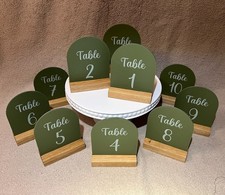 Acrylic Table Number Signs with White Oak Wood Holders