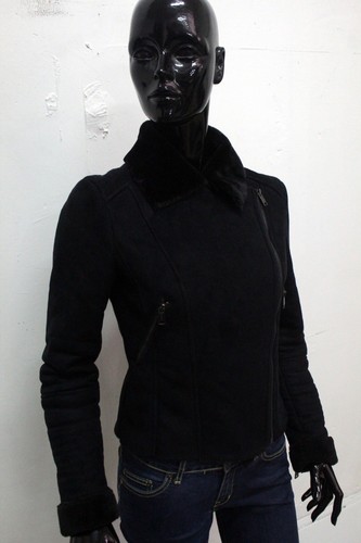 Damenjacke GUESS XS Schwarz Kunstpelz Winter Elegant Warm Mode - Picture 7 of 19