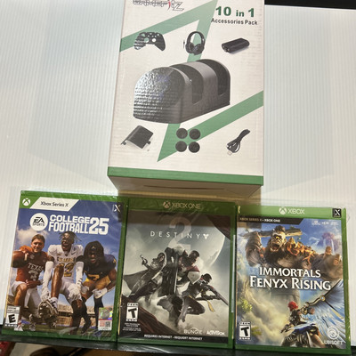 Xbox X&1 Games & Accessories Bundles. College Football, Destiney 2, Fenyx Rising