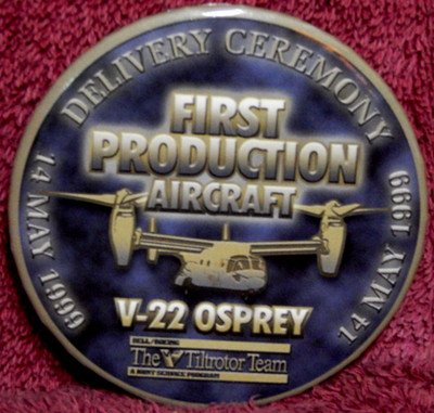 First Production Aircraft V-22 Osprey 14 May 1999 Button