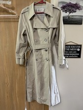 London Fog Vintage 80 s Beige Trench Coat Women s Size 14 Reg Plaid Liner EUC