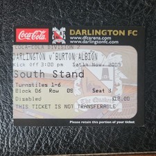 Ticket Stub Darlington V Burton Albion 2009 / 2010 League Division 2