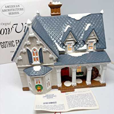 Dept 56 Snow Village 1991 GOTHIC FARMHOUSE Architecture  Series w/Box & Light