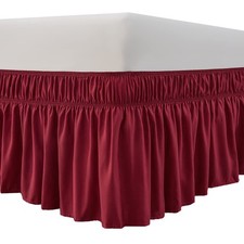 MEILA Wrap Around Bed Skirt Three Fabric Sides Elastic Dust Ruffled 24 Inch T...