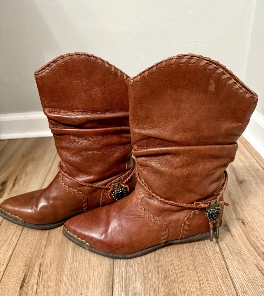 Botas de Vaquero de Colección Zodiac para Mujer 10M Cuero Lauper Slouch Punta de Tacón Chapada Foto 2 de 4