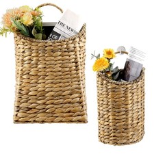2 Pack Woven Hanging Basket Set, Wicker Wall Baskets Handmade Seagrass Plante...