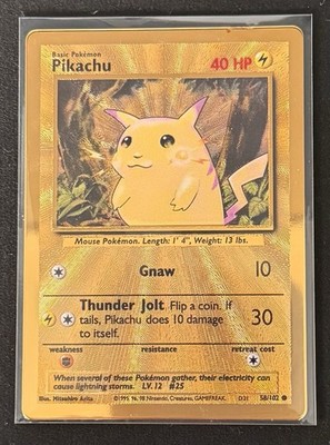 pokemon metal pikachu card Pokemon Pikachu Gold Metal Card 58/102 - Celebrations 25th Anniversary
