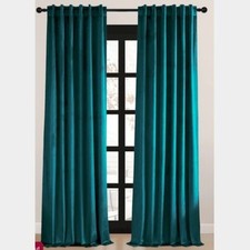 Luxury Velvet Room Darkening Curtains - 50 x 84-Inch Teal Green 2 Panels